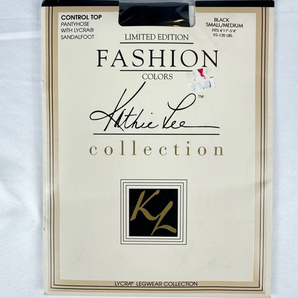 NIB Kathie Lee Black Control Top Pantyhose in Black